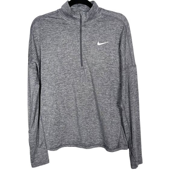 Nike Womens Medium Heather Gray Element 1/2 Half Zip Pullover Top Running Shirt - Picture 1 of 7